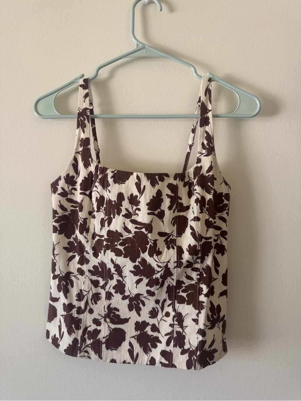 Abercrombie & Fitch Brown Floral Corset Tank | Square Neck | Size Small